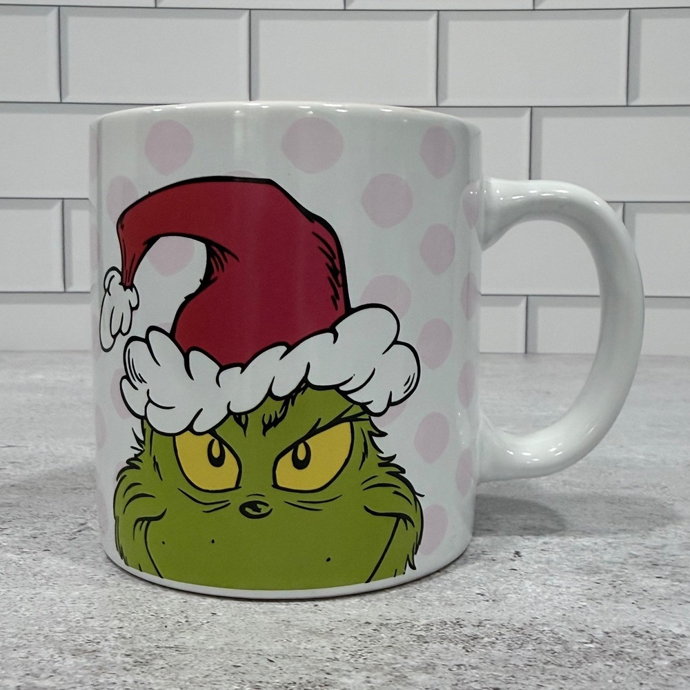 Bioworld Dr Seuss The Grinch Merry Grinchmas Coffee Mug Pink Polka Dot